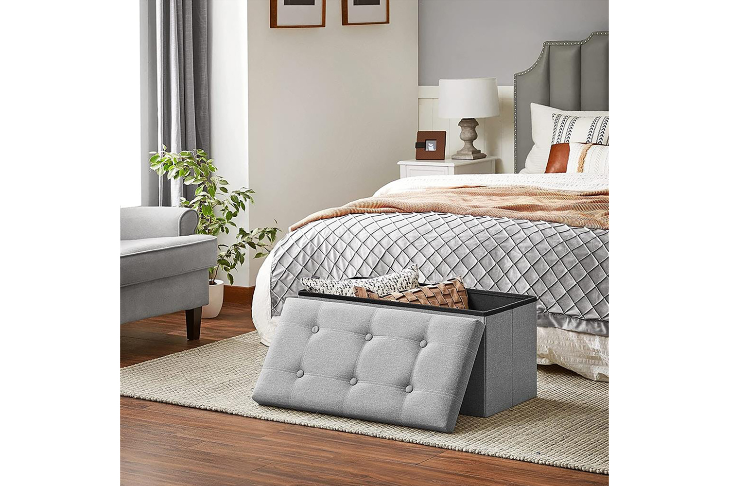 Songmics 21 Gal Folding Chest | Light Gray