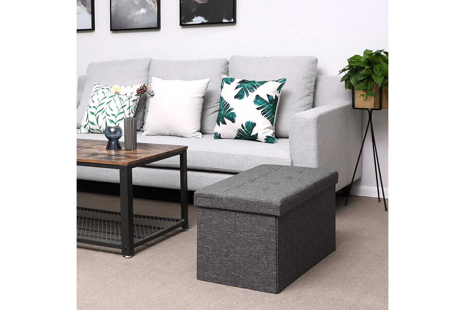 Songmics 21.1 Gal Storage Ottoman Bench | Dark Gray