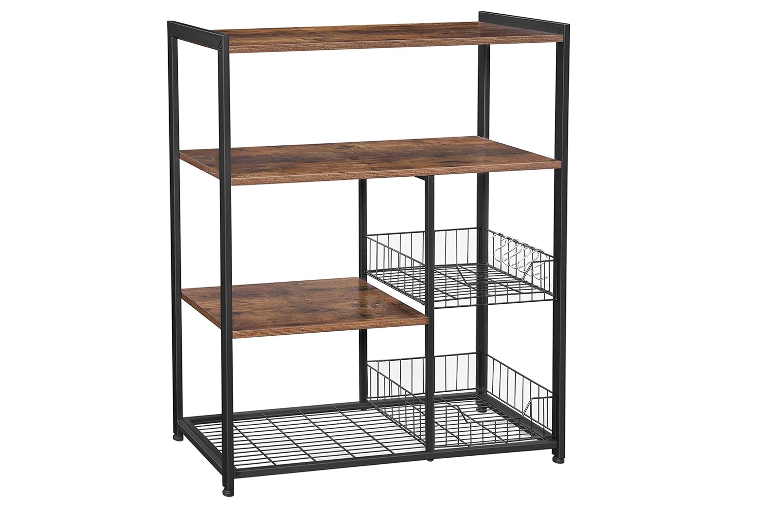 Vasagle Mesh Baskets Kitchen Shelf | Rustic Brown & Matte Black