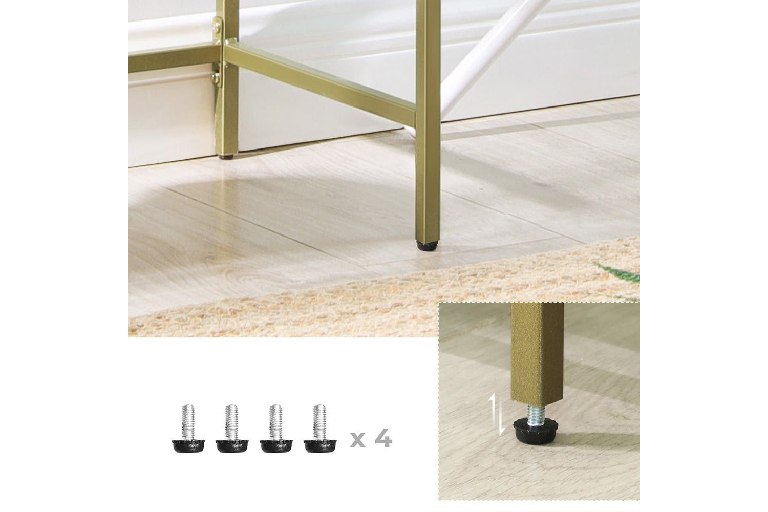 Vasagle Tempered Glass Storage Rack Golden Ireland