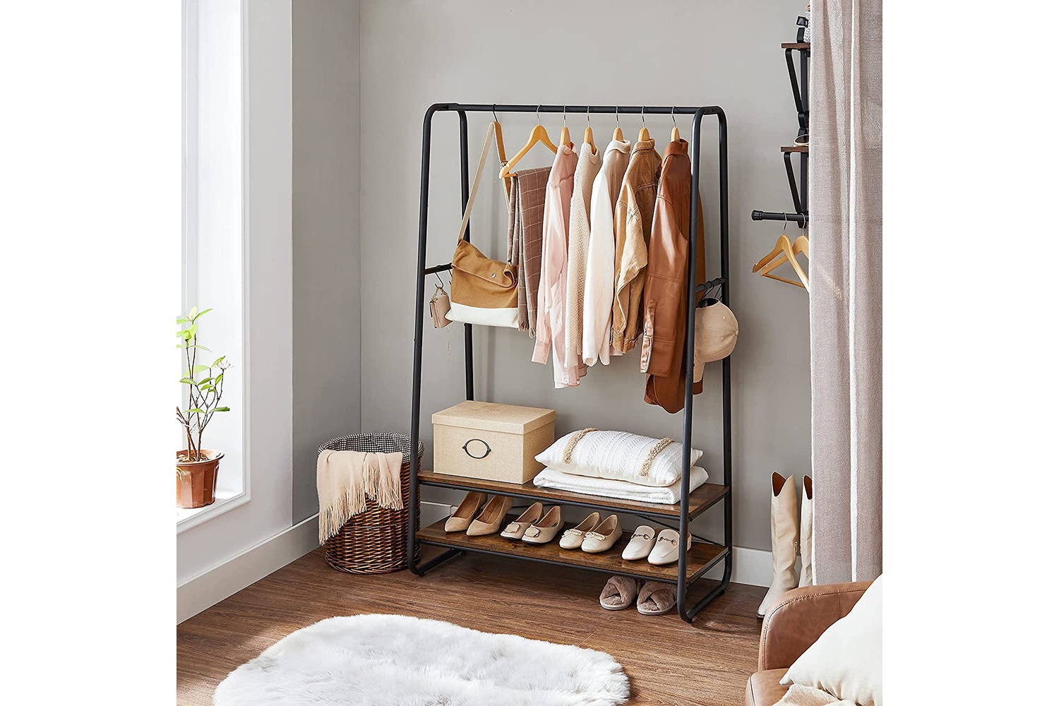 Vasagle Industrial Clothes Rack with Shelves | Rustic Brown & Black