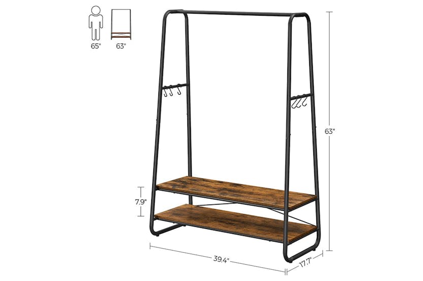 Vasagle Industrial Clothes Rack with Shelves | Rustic Brown & Black