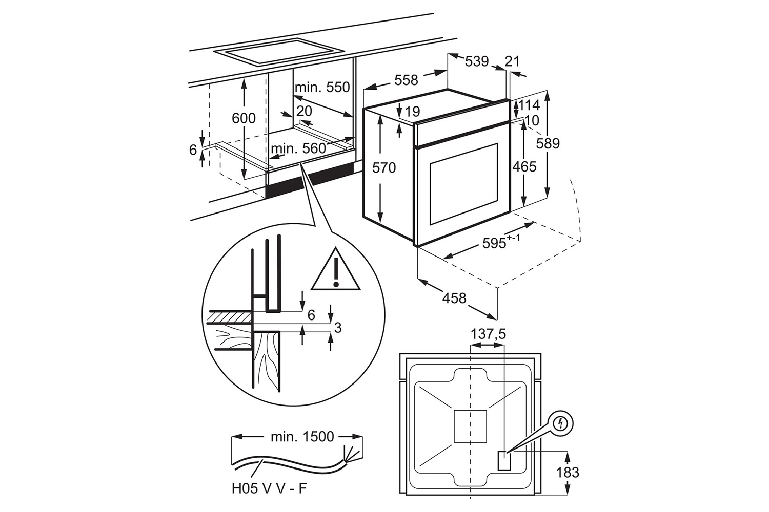 Zanussi Builtin Electric Single Oven and Ceramic Hob ZPV2000BXA