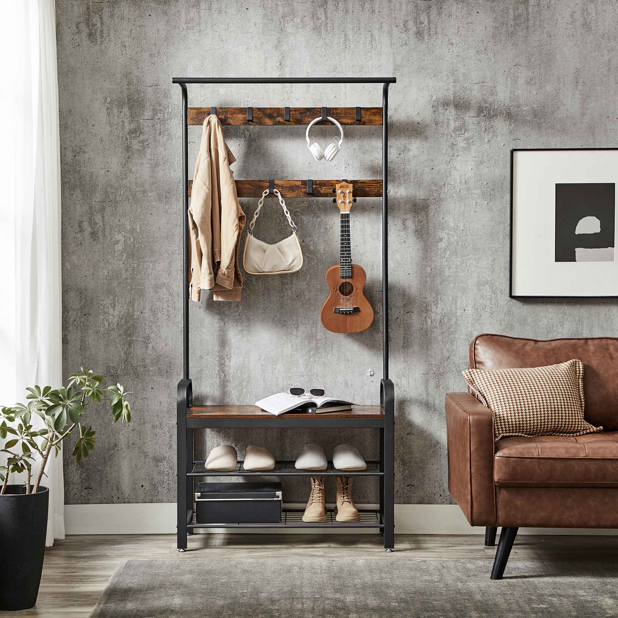 Coat tree with shoe rack discount