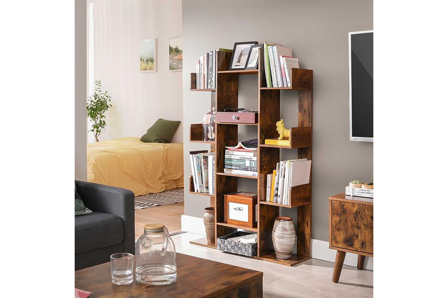 Vasagle Tree-shaped Wooden Bookcase | Rustic Brown