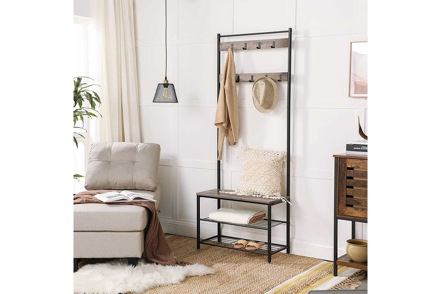 Vasagle Entryway Coat Rack | Greige & Black