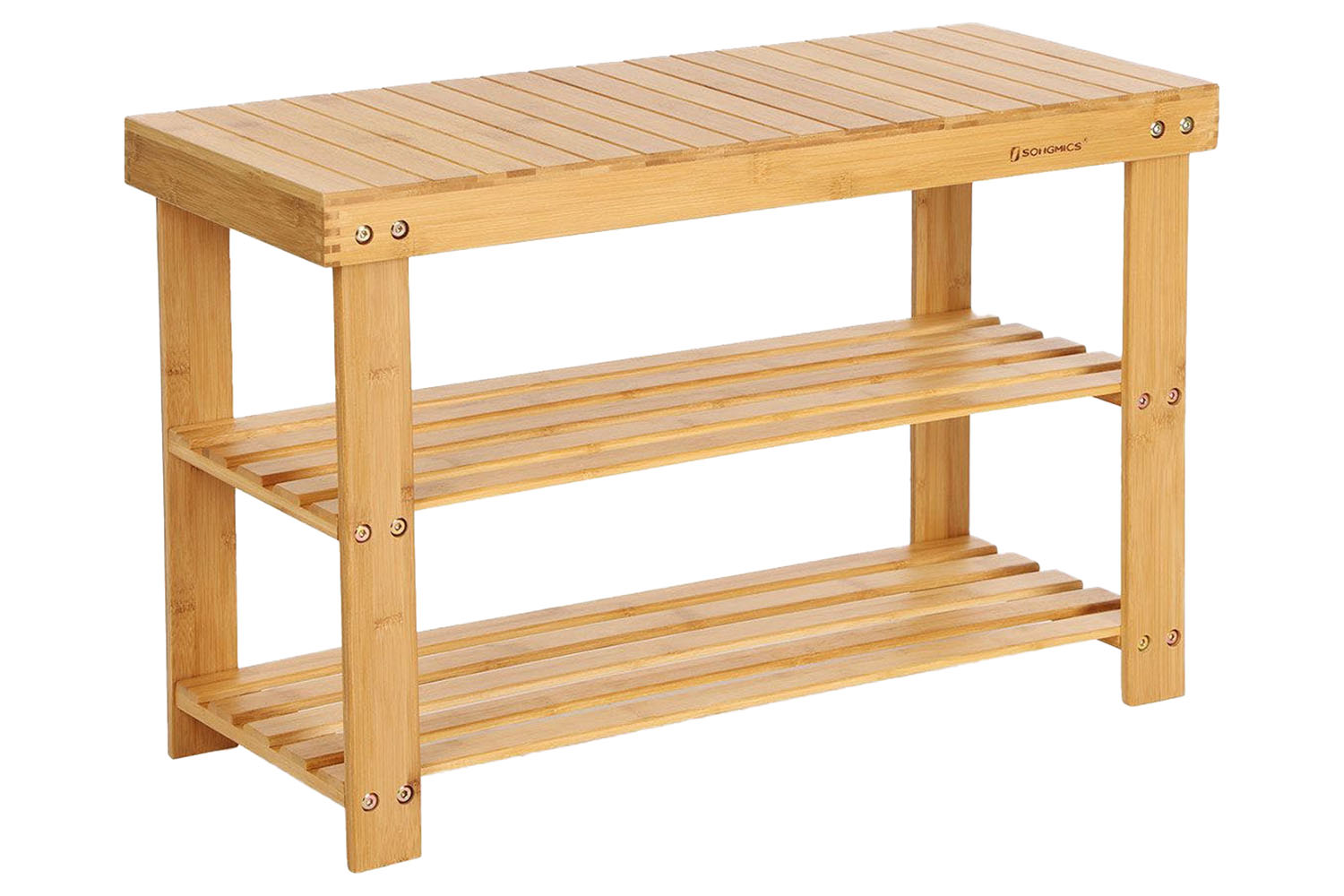 Songmics Multi-Functional 3-Tier Bamboo Shoe Bench