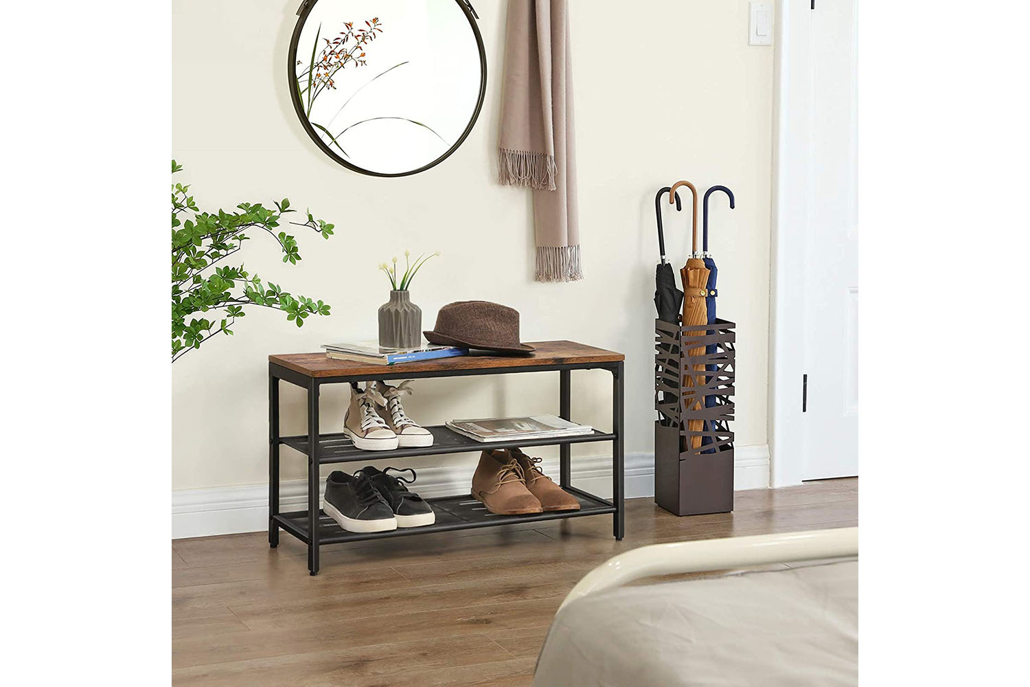 Vasagle Shoe Rack With Mesh Shelves | Rustic Brown