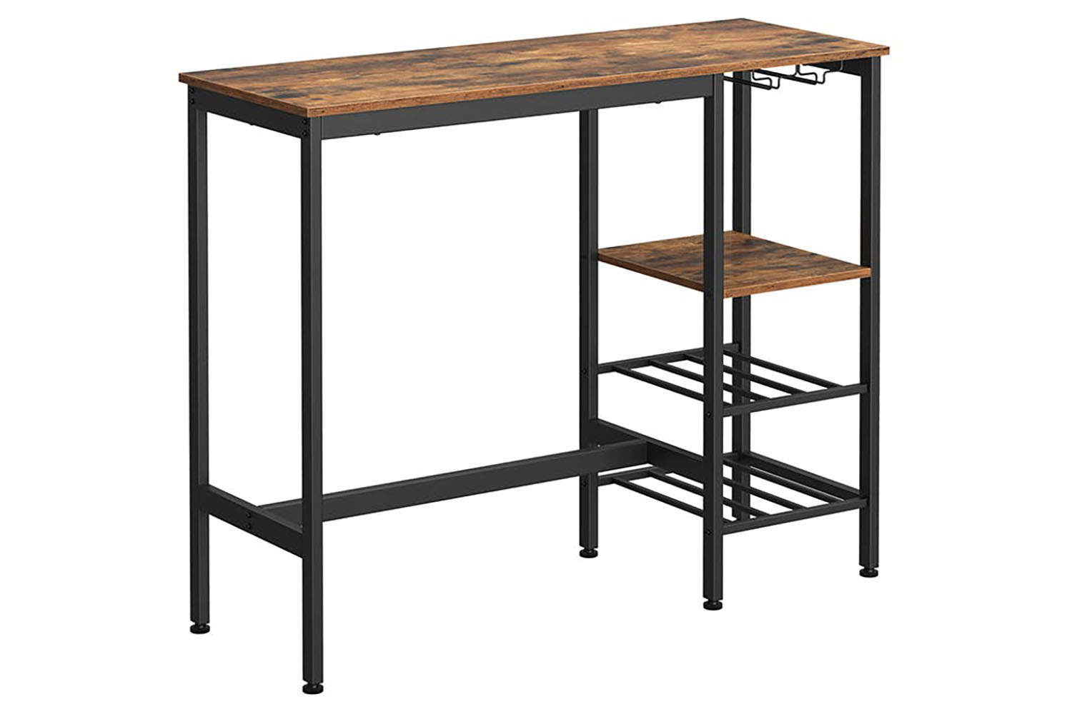 Vasagle Glass Holder Pub Table | Rustic Brown & Black