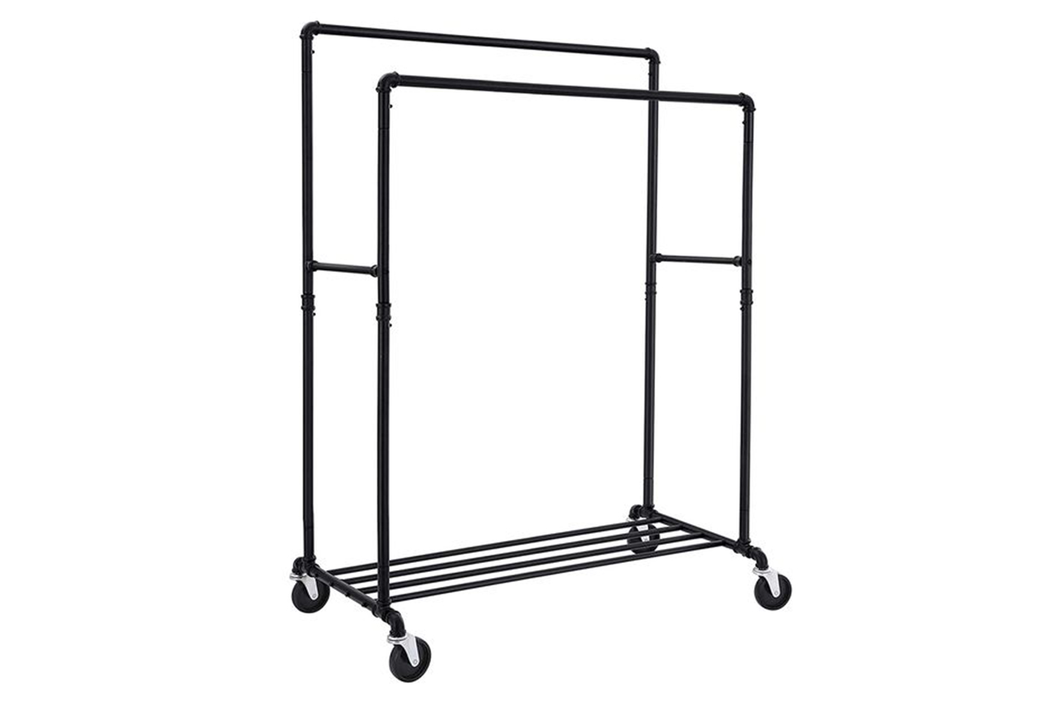Songmics Black Clothes Rack on Wheels with 2 Rails | Black