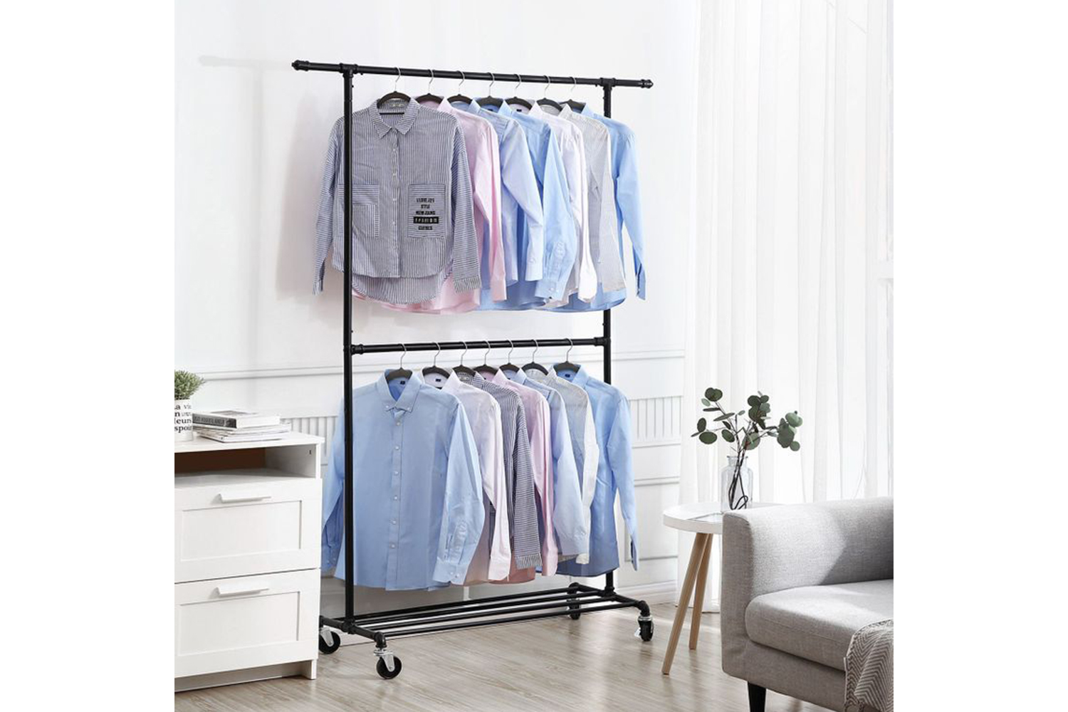 Songmics Double Rod Garment Rack | Black