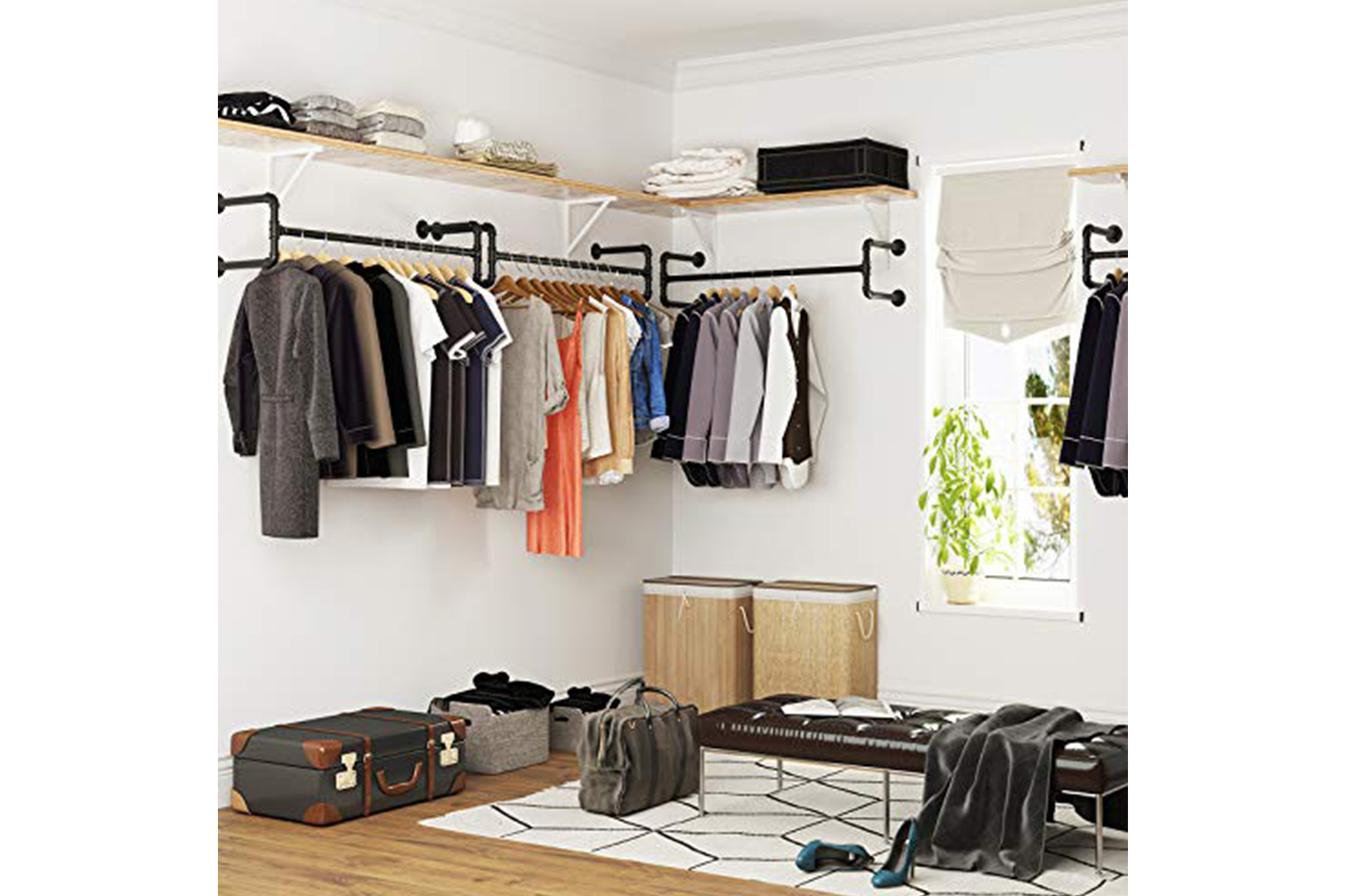 Songmics Set of 2 Black Wall-Mounted Clothes Rack | Black