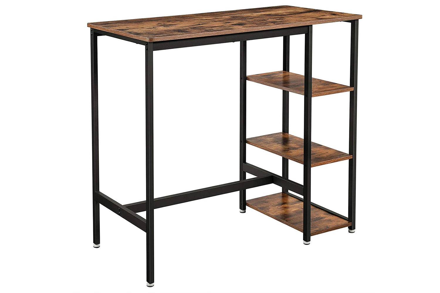 Vasagle Industrial Bar Table With Storage Shelves | Rustic Brown and Matte Black