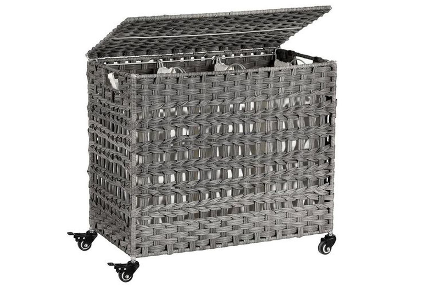 Songmics ULCB083G02 Gray Laundry Hamper On Wheels With Sorter Ireland