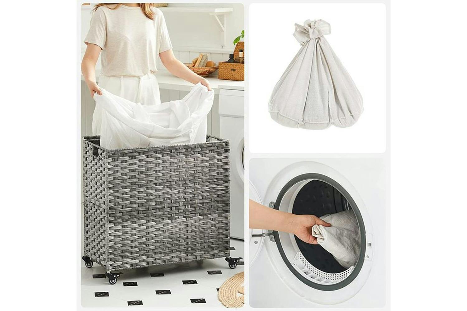 Songmics Rattan Style Laundry Hamper | Gray