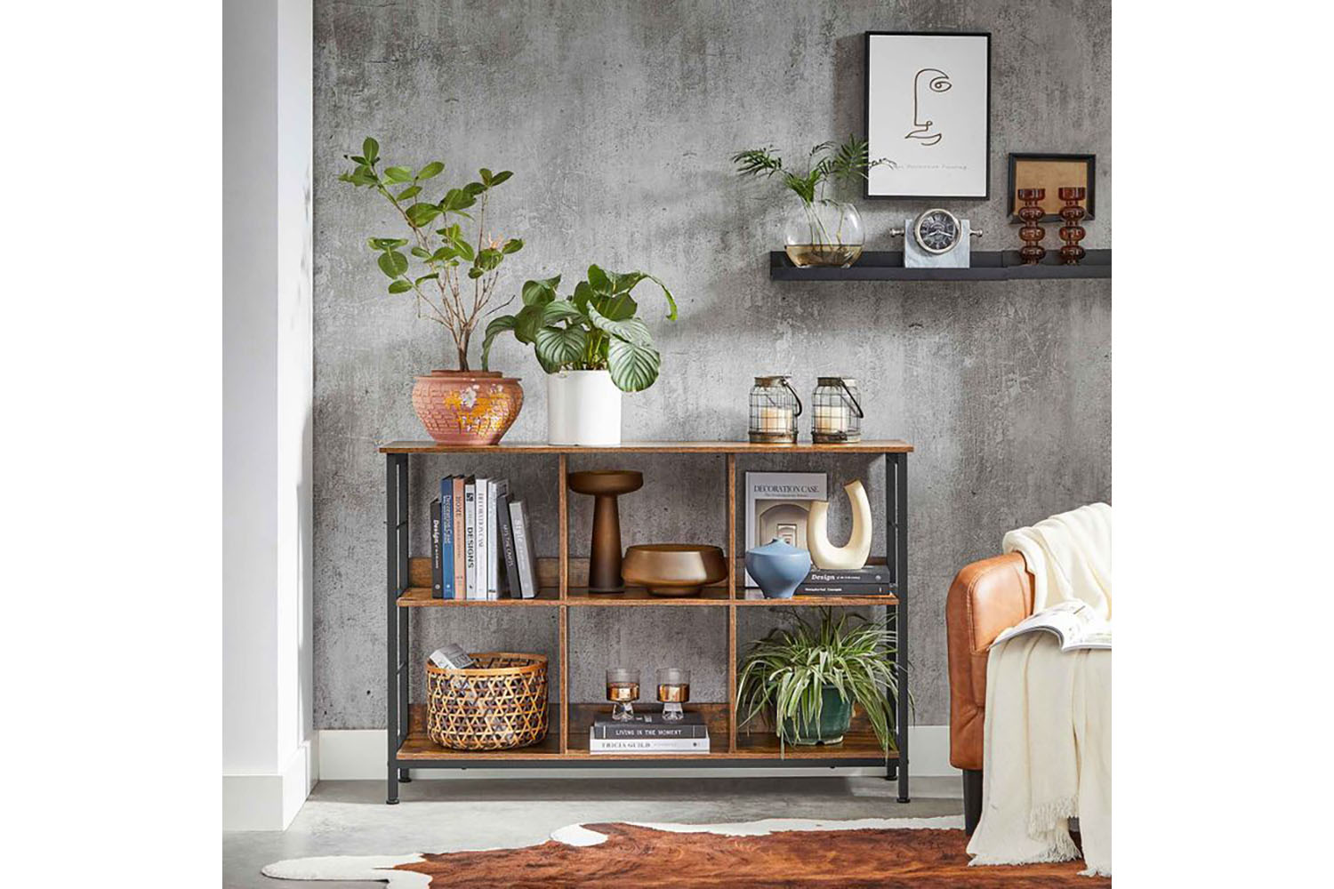 Vasagle Industrial Multi-functional Storage Bookshelf | Rustic Brown & Black