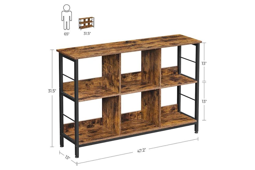 Vasagle Industrial Multi-functional Storage Bookshelf | Rustic Brown & Black