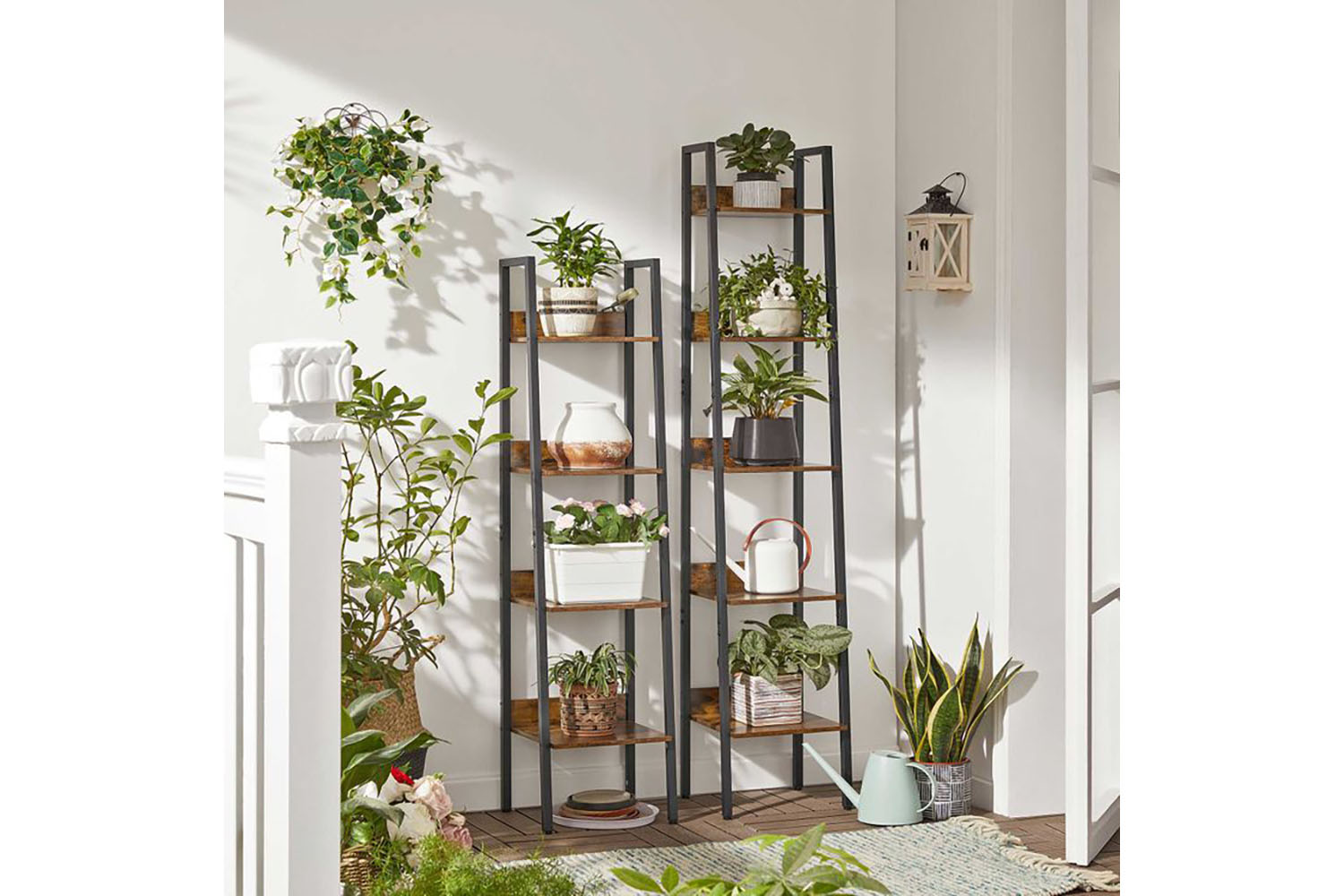 Vasagle Ladder Shelves | Narrow | 5 Shelves | Rustic Brown/Black