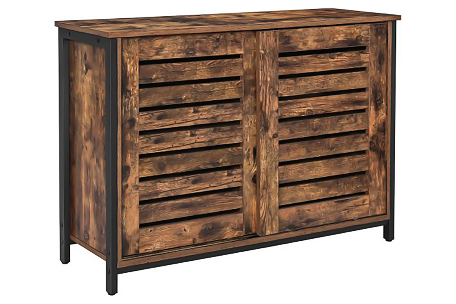 Vasagle Industrial Cabinet with Sliding Doors | Rustic Brown & Black
