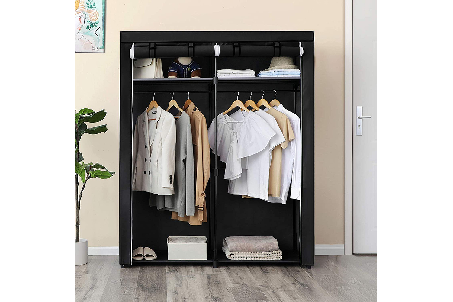 Songmics Wardrobe with Hanging Rods | Black