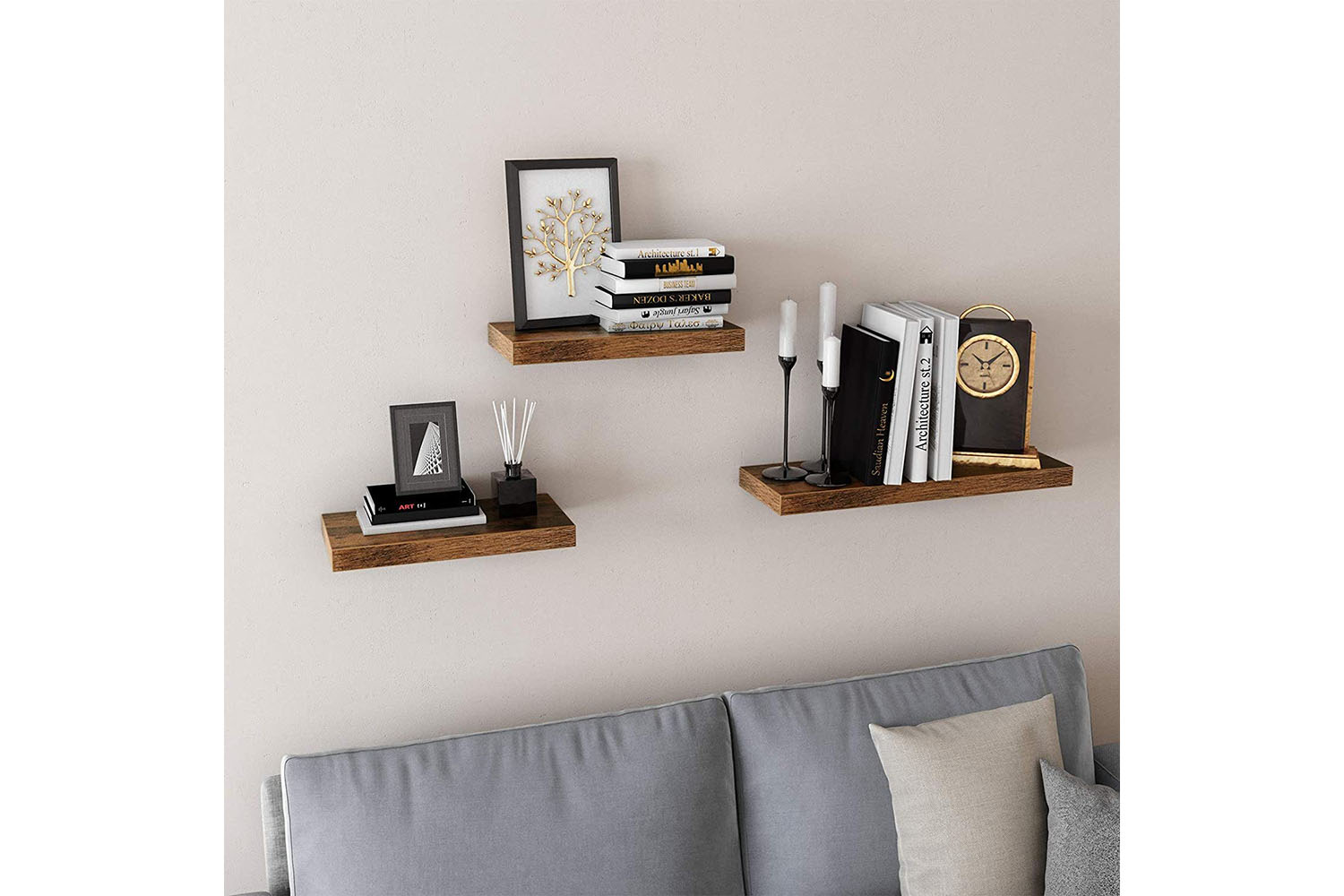 Kingso wall rustic wood deals floating shelves wall bedroom