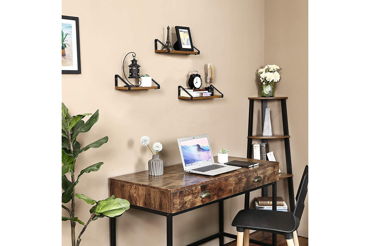 Vasagle Floating Display Shelf Set | Rustic Brown