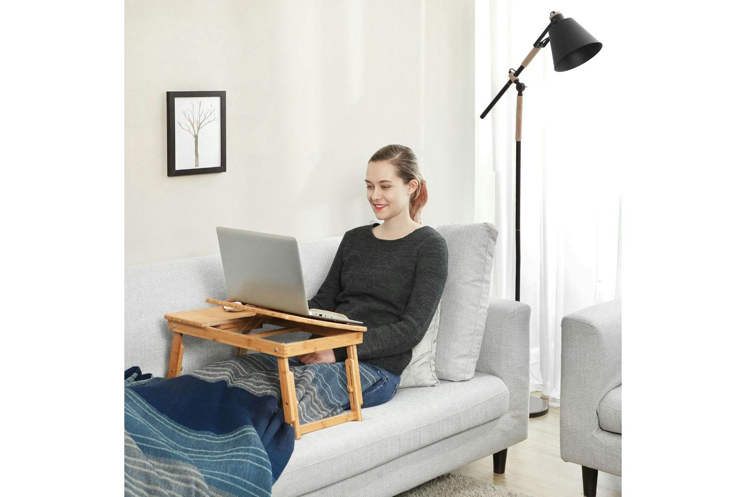 Songmics Adjustable Laptop Desk | Natural Bamboo