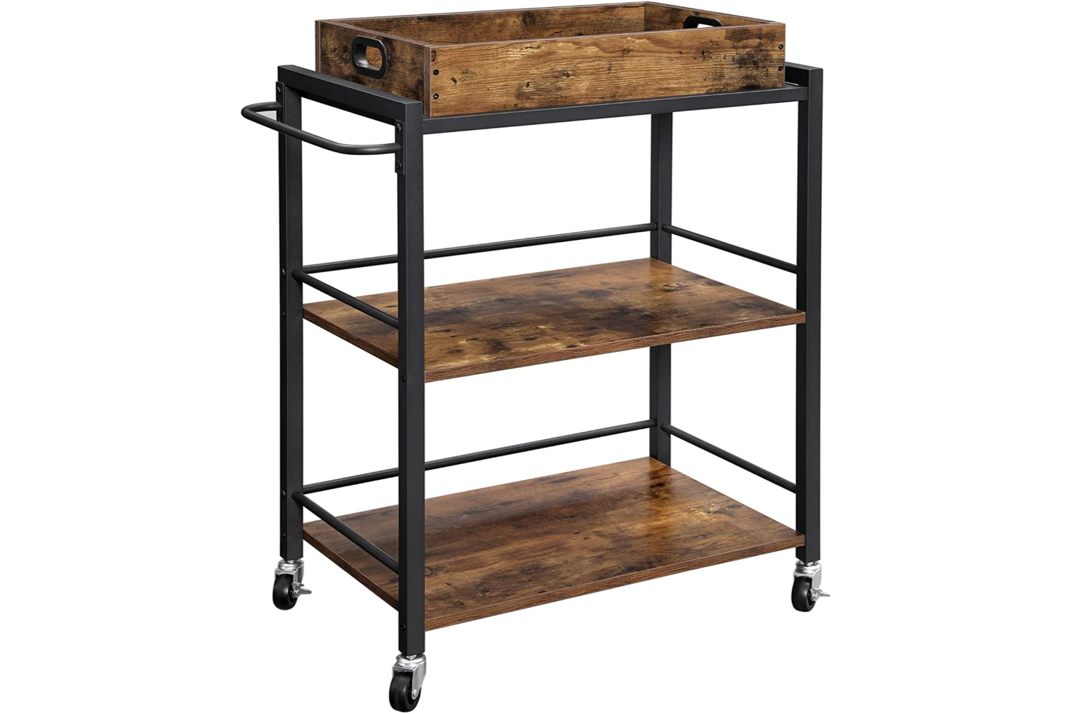Vasagle Kitchen Serving Cart with Removable Tray | Rustic Brown
