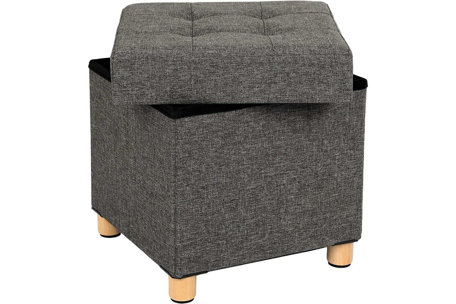 Songmics  Small Cube Storage Ottoman Stool | Dark Grey
