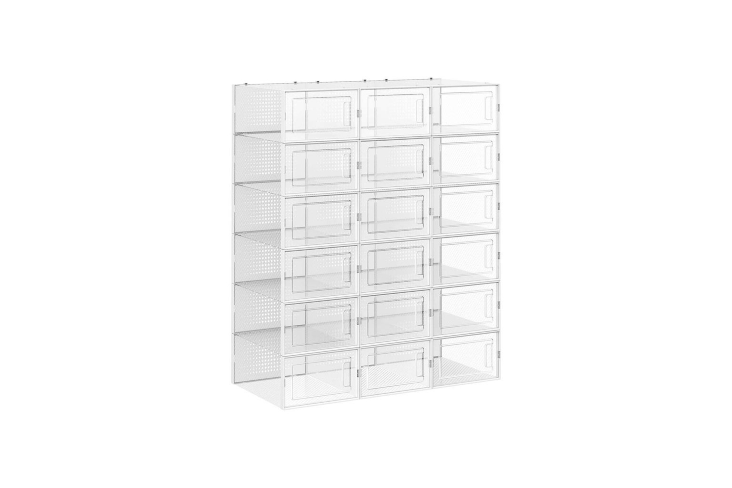 Songmics Plastic Shoe Boxes Storage Organizers | Set of 18 | Transparent & White