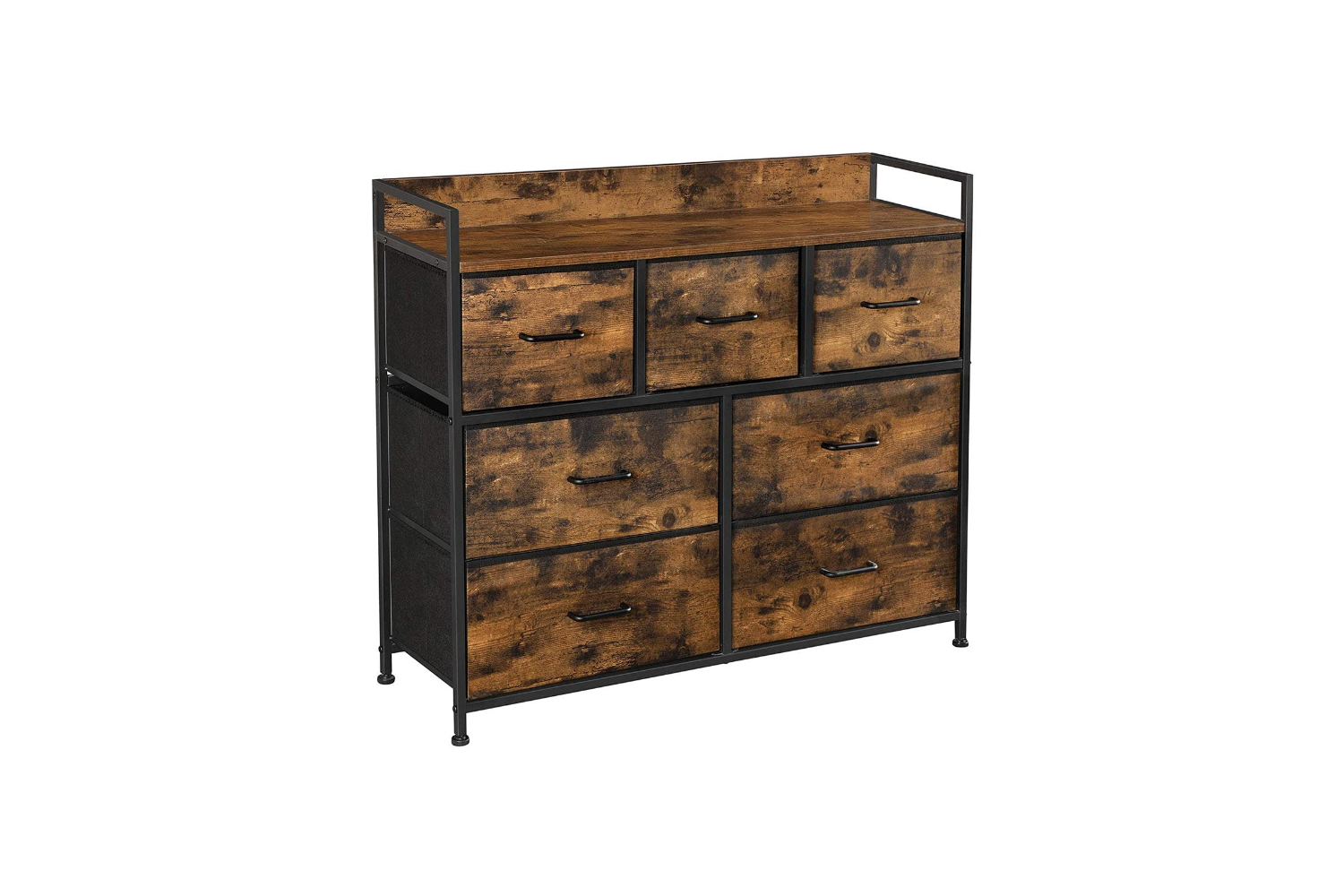 Songmics Closet Dresser with 7 Fabric Drawers | Rustic Brown & Black