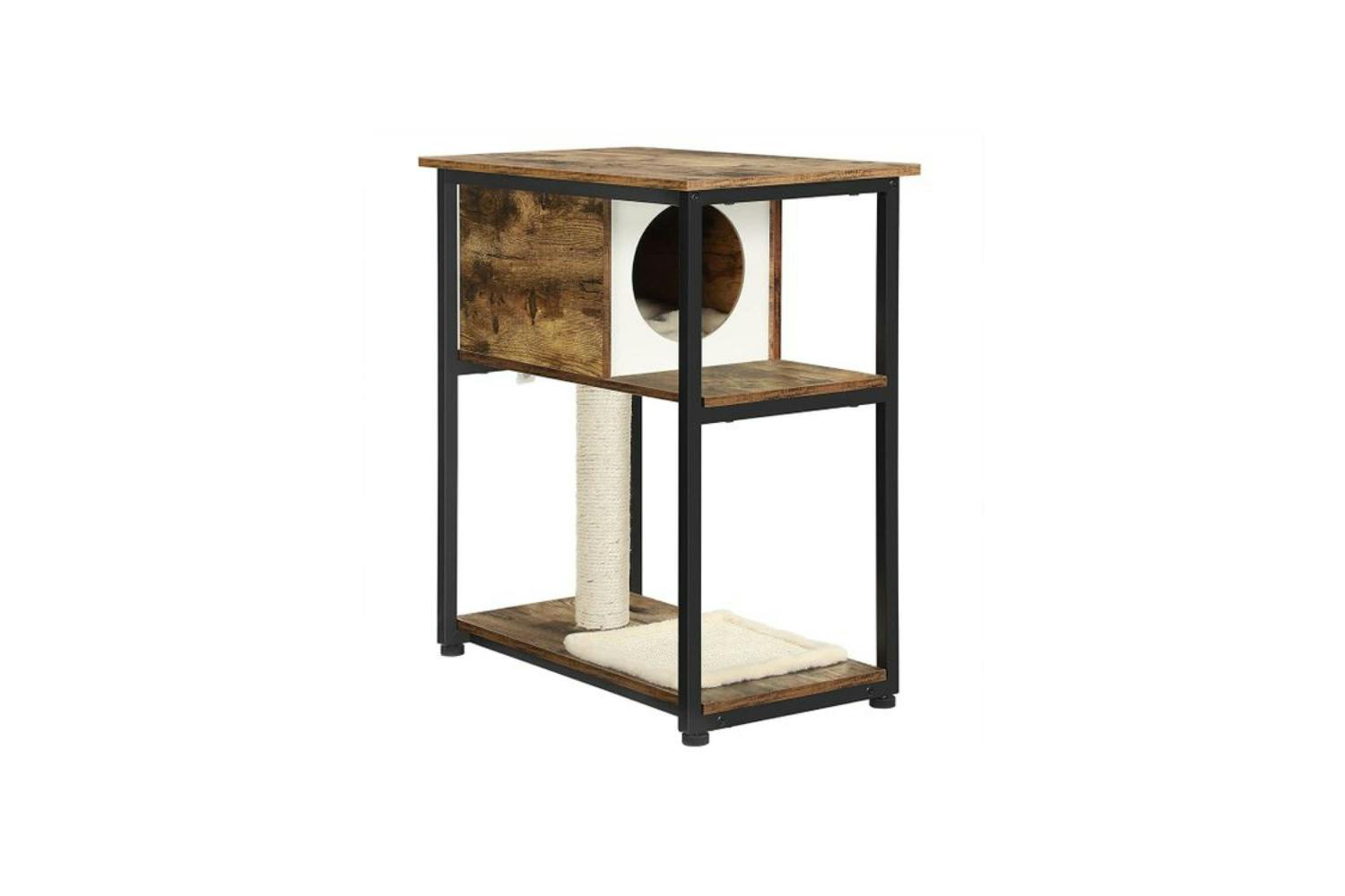Feandrea Cat Tree and End Table | Rustic Brown