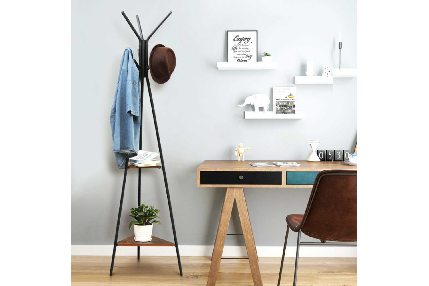 Vasagle Tapered Coat Rack Stand | Black & Vintage