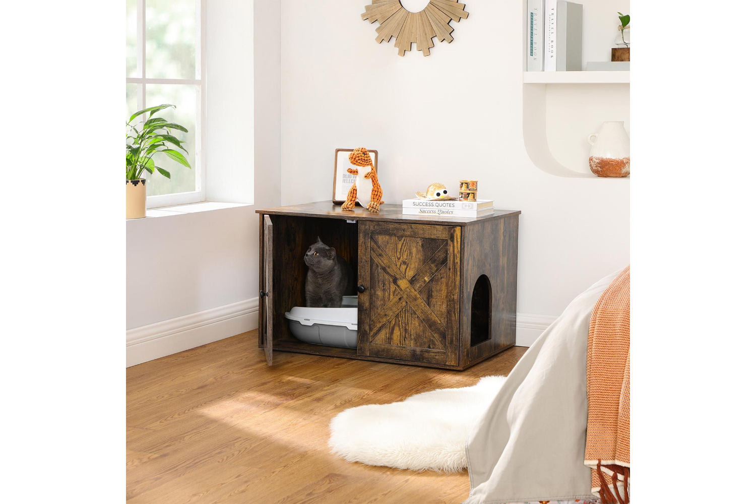 Feandrea Hidden Cat Litter Box Enclosure | Rustic Brown