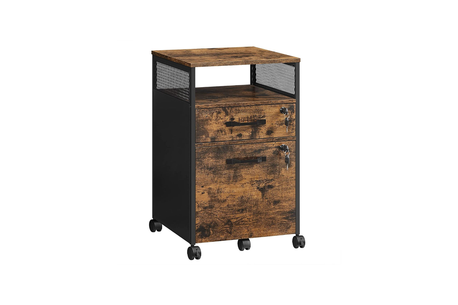 Vasagle File Cabinet with Lock | Rustic Brown & Black