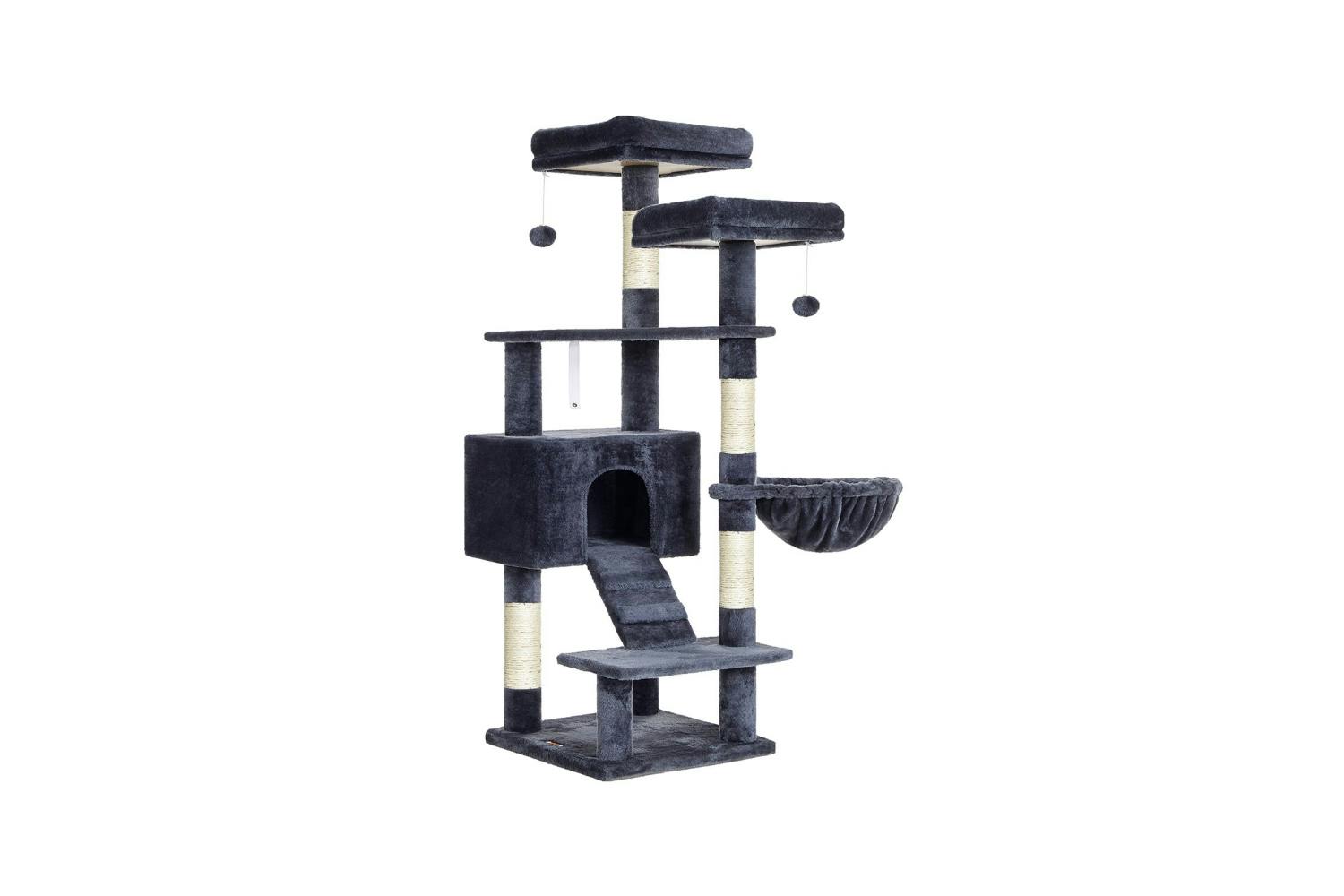 Feandrea UPCT160G01 55.9" Large Cat Tower with Bed | Smoky Grey