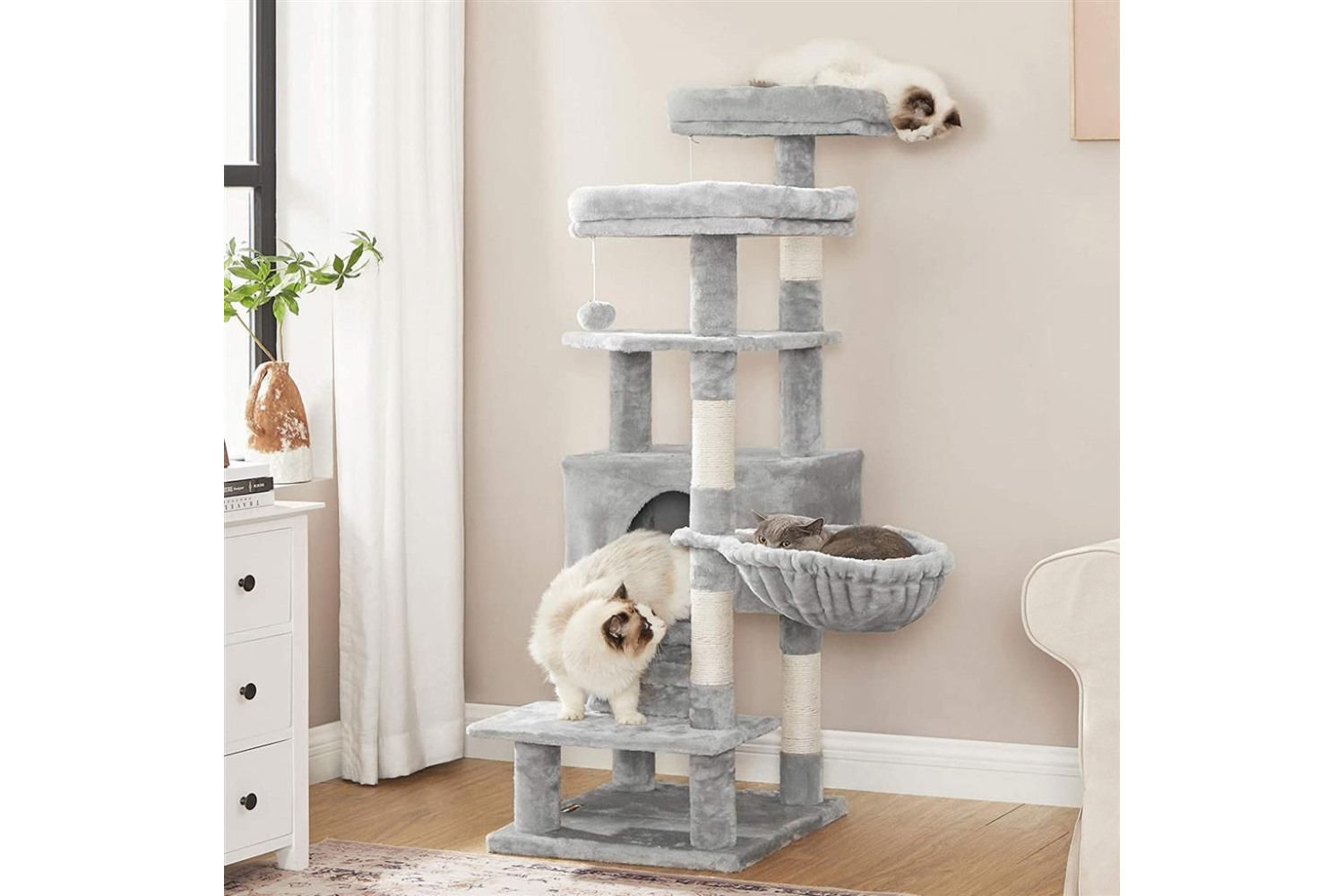 Feandrea UPCT160W01 Multi-Level Cat Condo | Light Grey