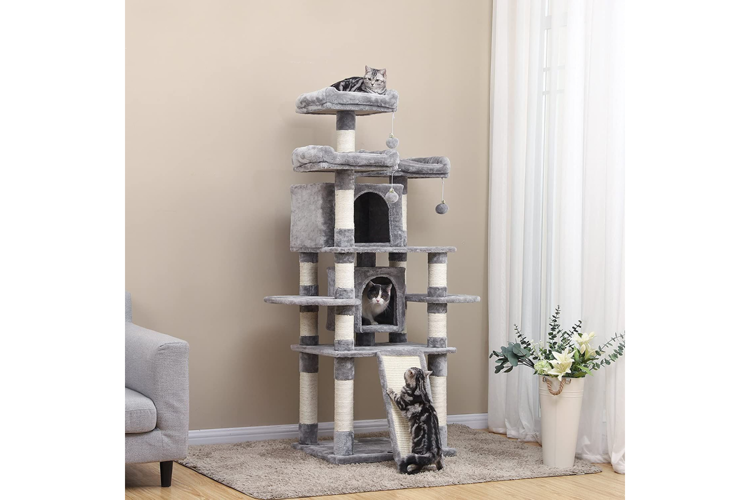 Feandrea UPCT18W Large Size Cat Tree | Smoke Grey