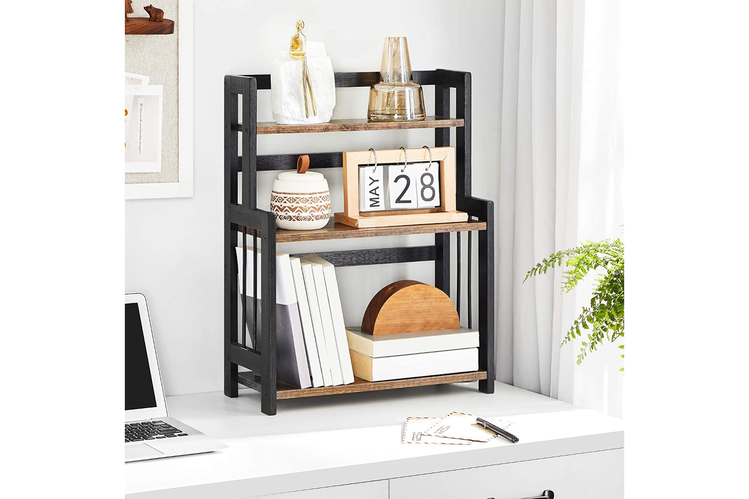 Songmics 3-Tier Spice Rack with Bamboo Frame | Rustic Brown & Black