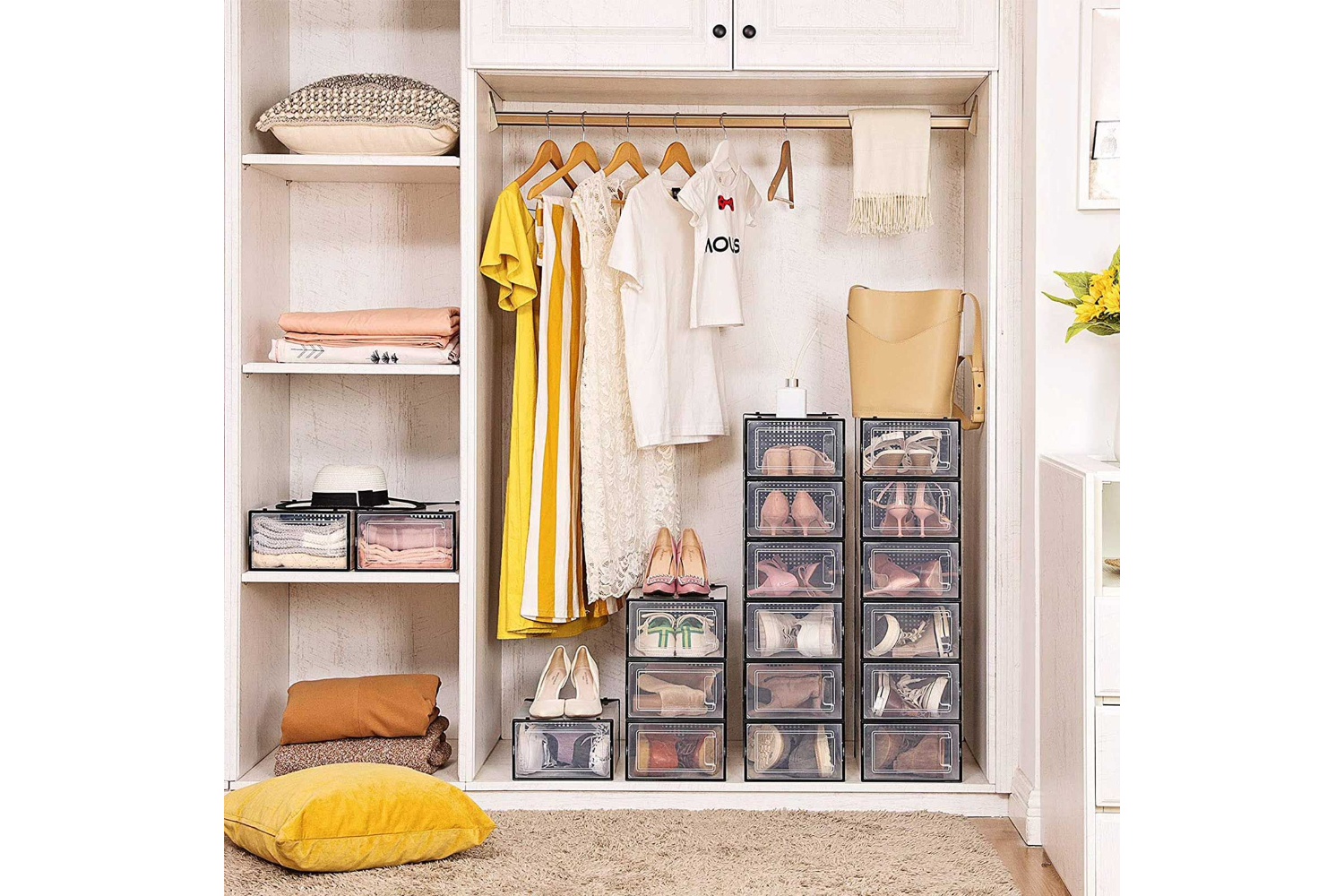 Songmics Shoe Storage Boxes | Pack 18 | Transparent & Black