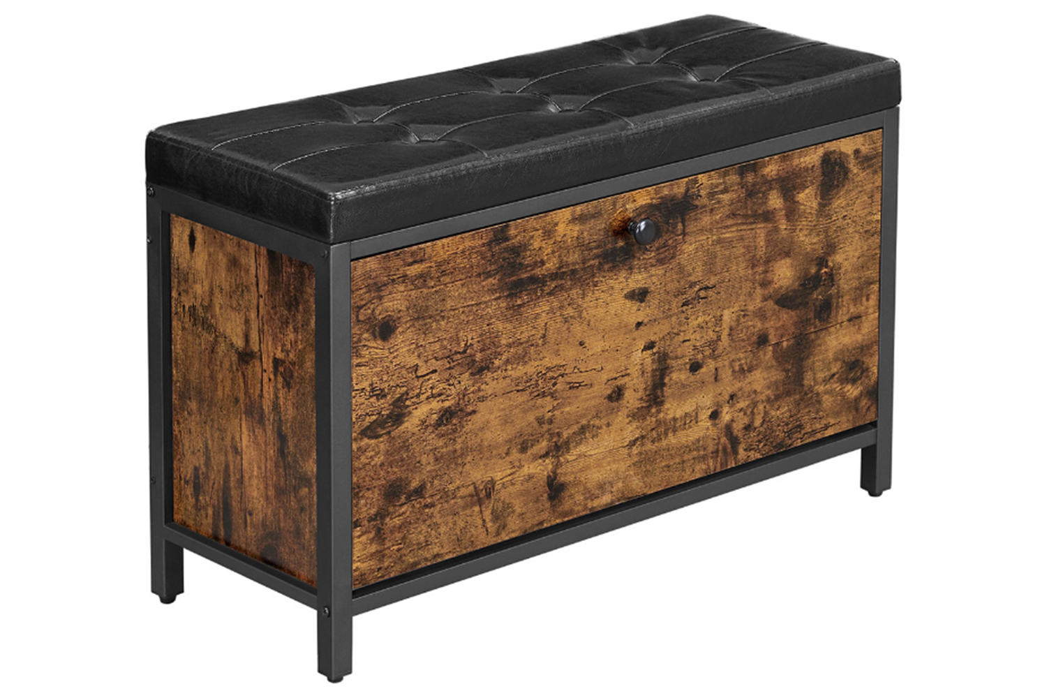 Vasagle Shoe Bench with Flip Door | Rustic Brown & Black