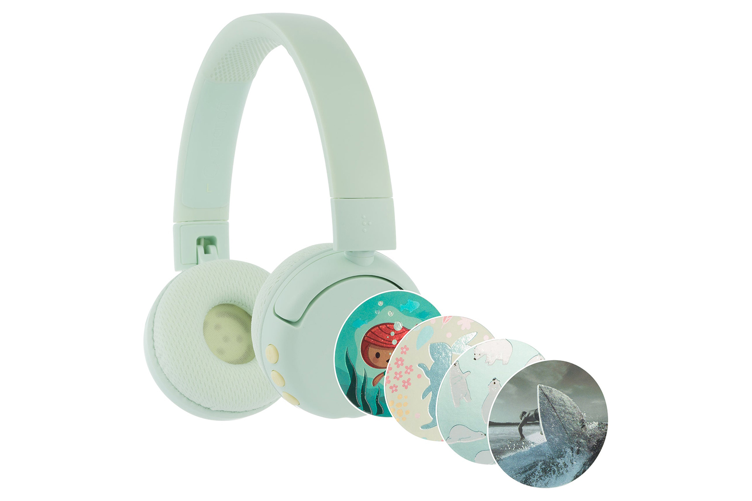 BuddyPhones On Ear Wireless Kids Headphones Green PopFun