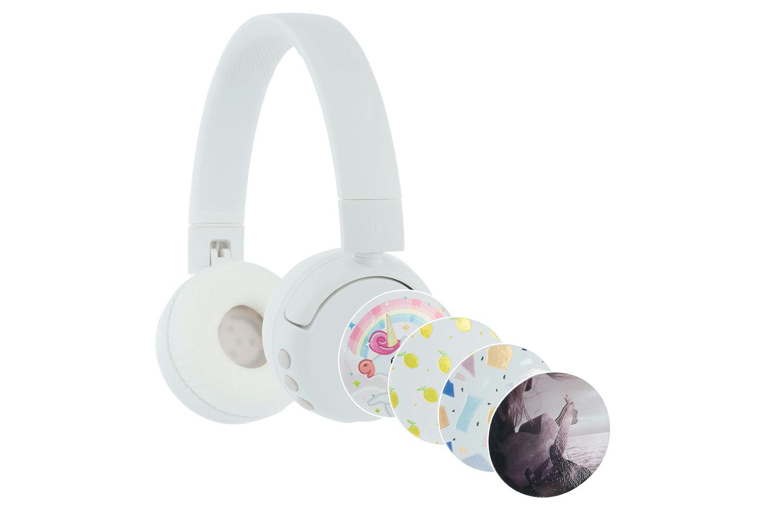 BuddyPhones On-Ear Wireless Kids Headphones | White PopFun