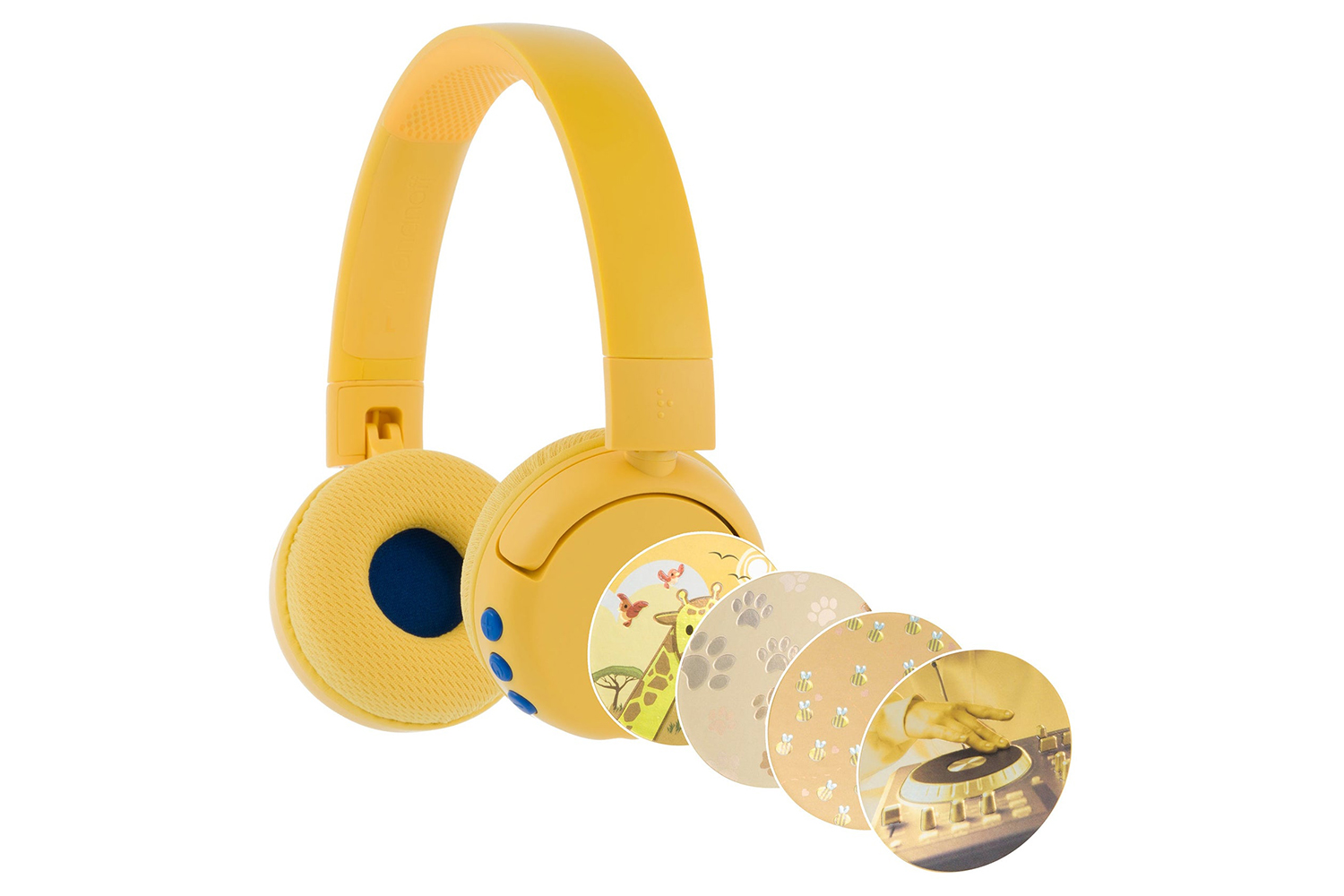 BuddyPhones On Ear Wireless Kids Headphones Yellow PopFun