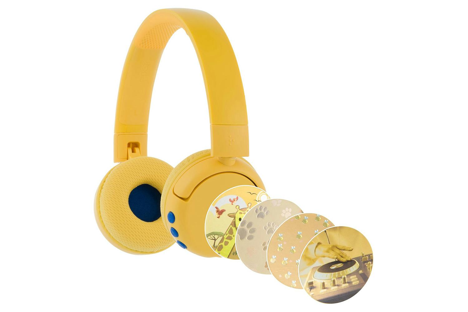 BuddyPhones On-Ear Wireless Kids Headphones, Yellow PopFun