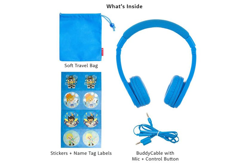 BuddyPhones Explore+ Wired Kids Headphones | Cool Blue