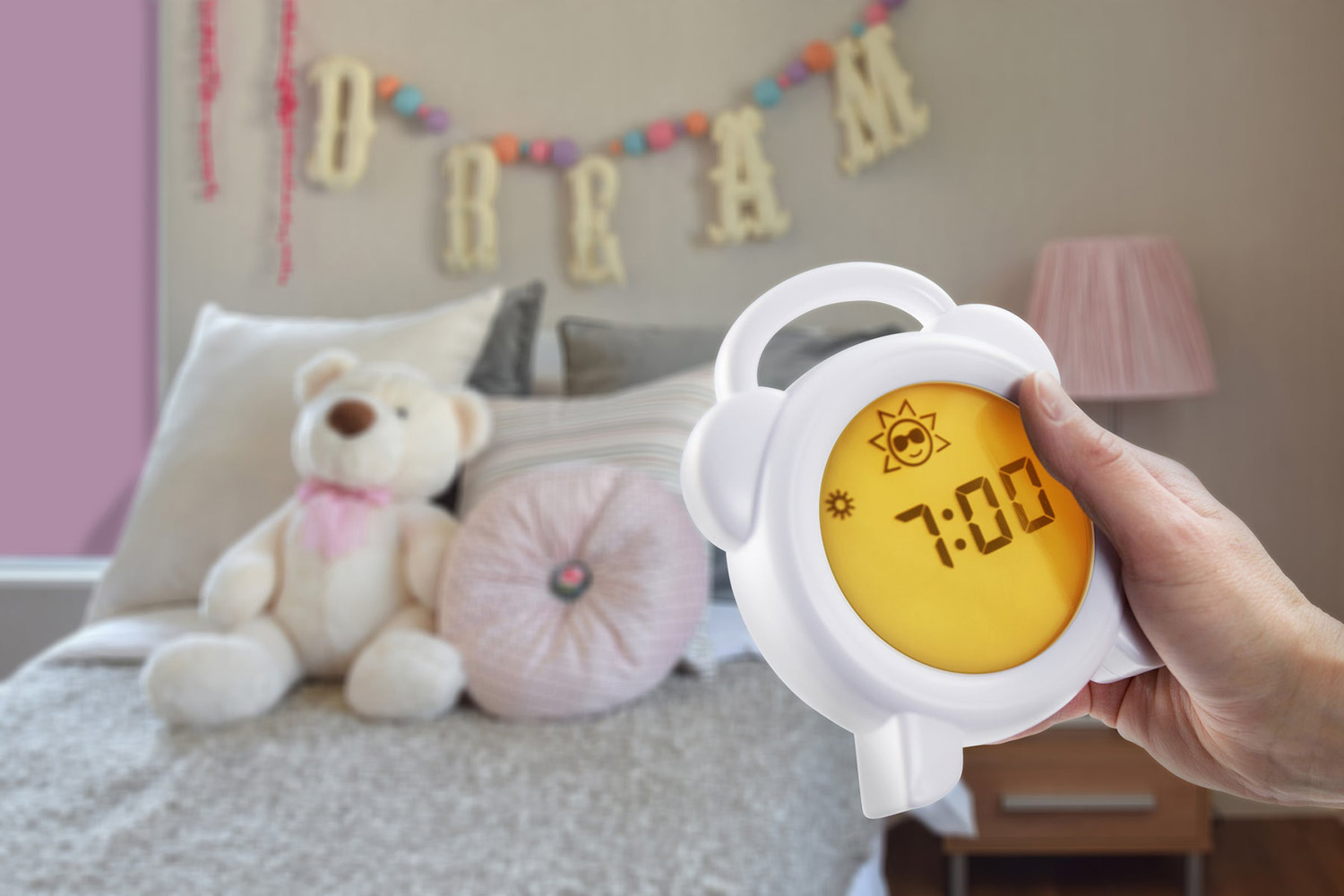 Alecto BC-100 Sleep Trainer Night Light Alarm Clock Wht