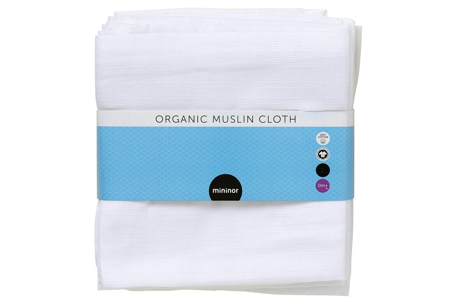 Mininor Organic Muslin Cloth | White | 8 Pieces