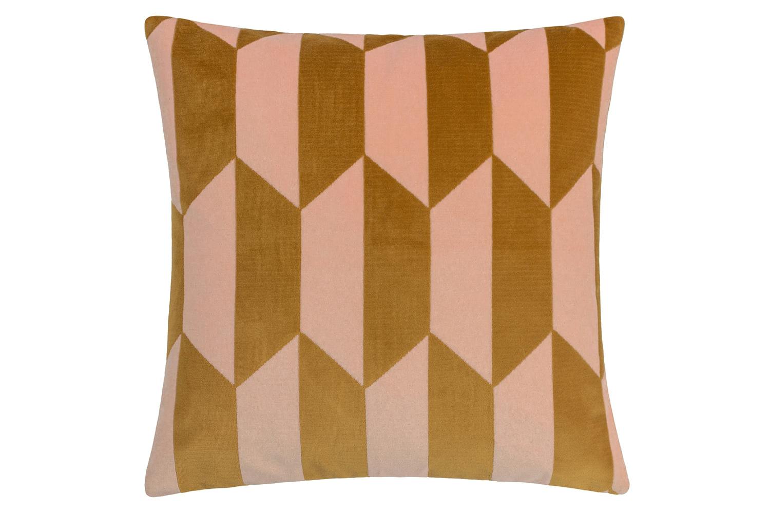 Kalho Feather Cushion | Pink/ Ochre | 45 x 45 cm