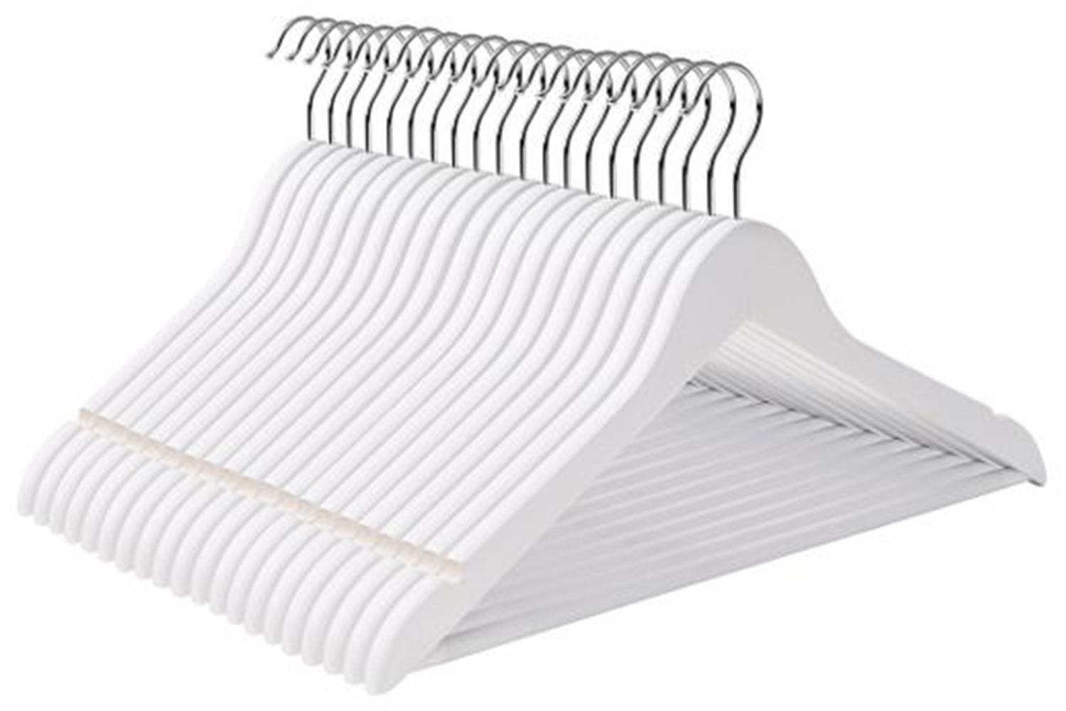 Songmics CRW03W-50 Mapple Wood Coat Hanger | White | 50 Pieces